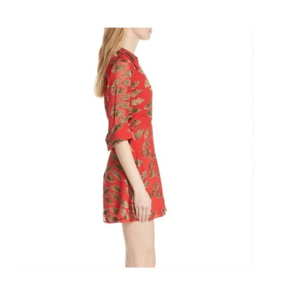 NWT Alice + Olivia Catina Faux Wrap Print Dress Silk in Cheetah Size 10 - Picture 4 of 4